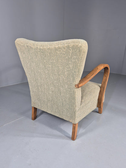 Vintage Art Deco Danish Armchair Beech Frames Original Upholstery EB11956