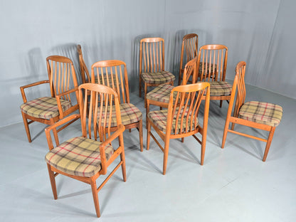 10 Vintage Mid Century Dining Chairs Teak Frame Benny Linden Design 70s EB12165