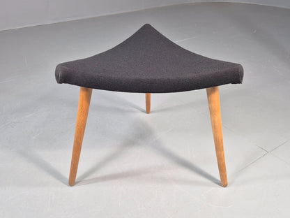 Vintage Danish Mid Century Footstool Triangular Black Cloth 1960s Retro EB12154