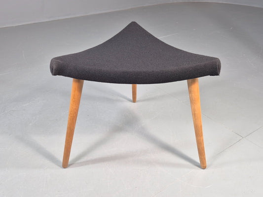 Vintage Danish Mid Century Footstool Triangular Black Cloth 1960s Retro EB12154
