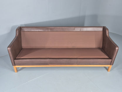 Vintage 3 Seater Sofa Danish 70s Brown Leather Retro Mid Century Modern EB12424