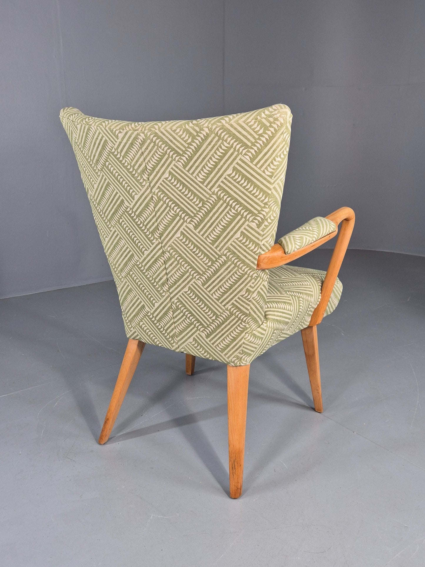 Vintage 1950s Lounge Chair Cintique Beechwood Frame New Upholstery Retro EB11948