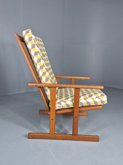 Vintage Mid Century Oak Lounge Chair Jorgan Baekmark Design New Upholstery 12042