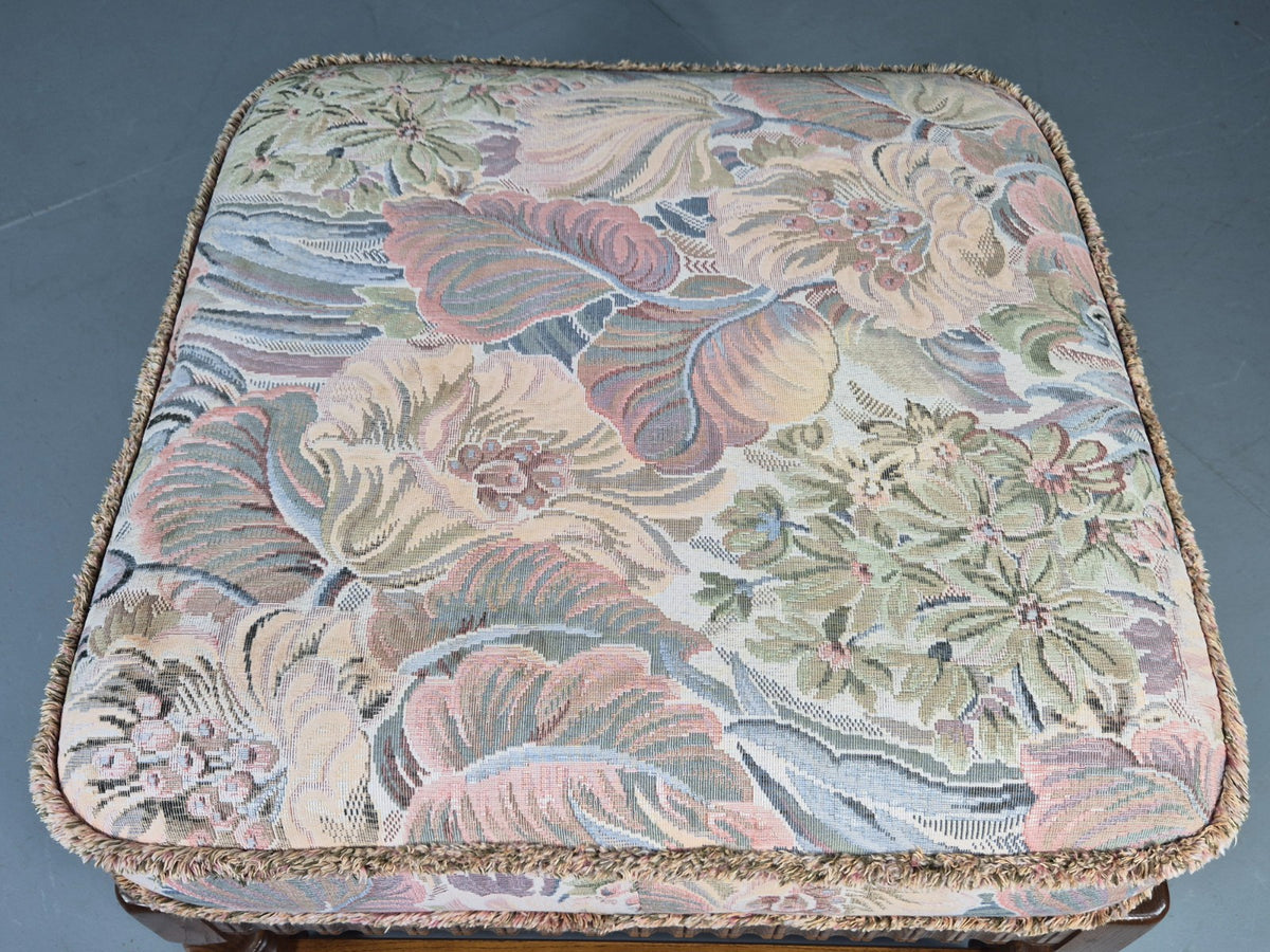 Vintage Ercol Cloisters Range Footstool Floral Cotton Upholstery EB12918