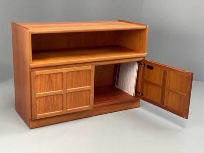 Vintage Teak Media Unit Tv Nathan Squares Design Retro EB11973