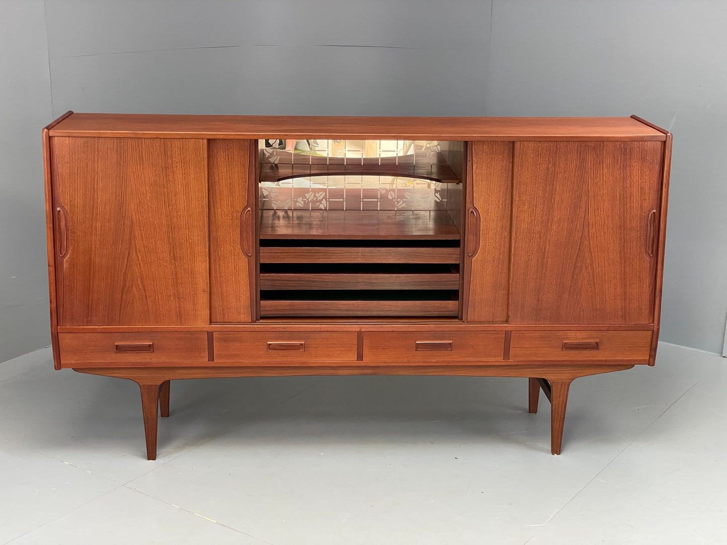 Vintage Danish Teak Highboard 1960s By Westergaard Møbelfabrik Drawers EB12368