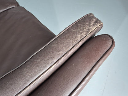 Vintage Danish 2 Seater Sofa Brown Leather 1980s Retro MCM EB12444