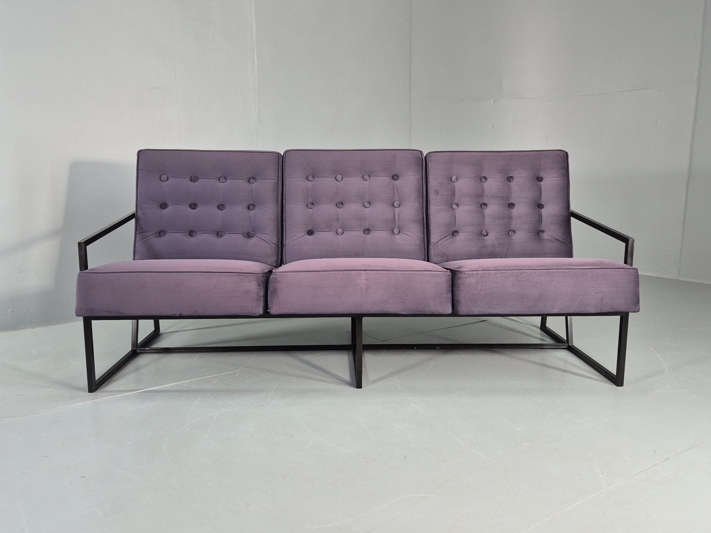 Vintage 3 Seater Sofa Modern Design Orange Box Lossit Purple Velvet EB12807