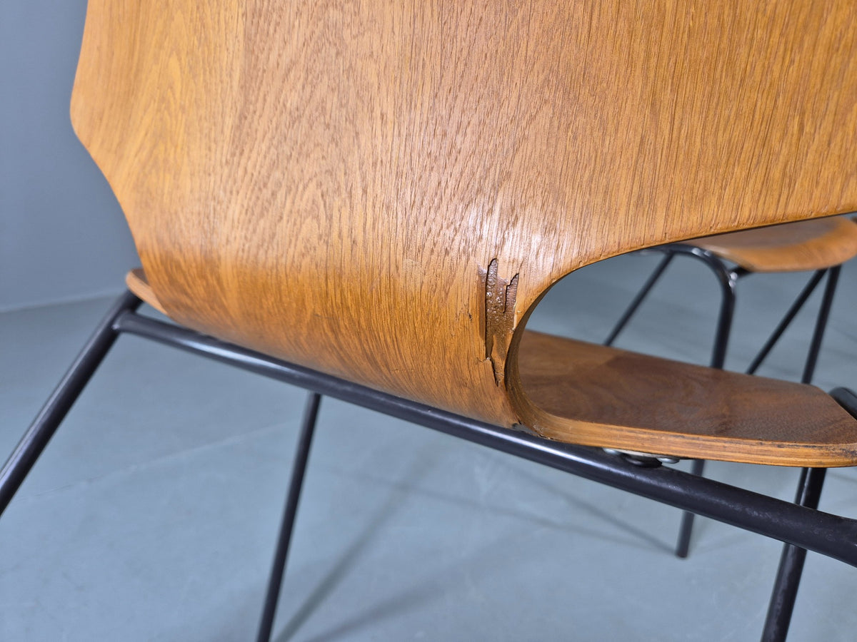 10 Vintage Stacking Chairs Industrial Danish Design Bent Ply Retro MCM EB12658