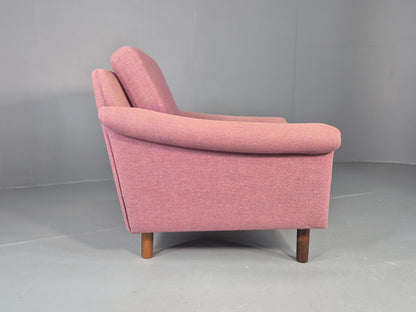 Vintage Danish Armchair Salmon Pink Wool 1960s Mid Century Retro EB12537