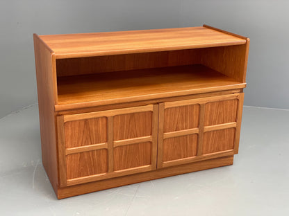 Vintage Teak Media Unit Tv Nathan Squares Design Retro EB11973