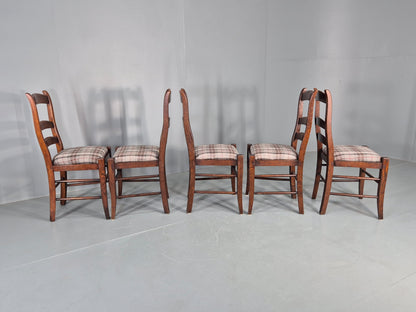 5 Ladderback Dining Chairs Traditional styled Modern Edition Tartan Cloth 11173