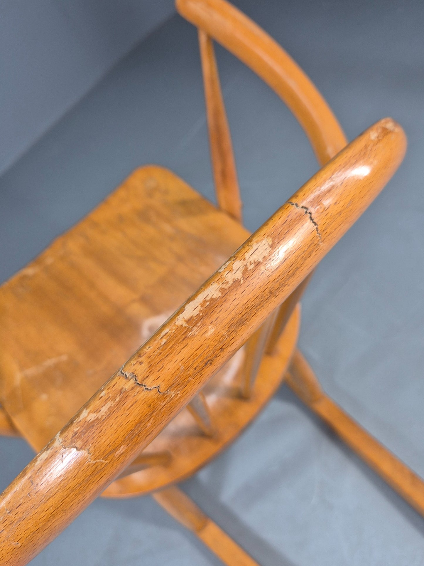 Vintage Ercol Rocker Blonde Wood Blue Badge 1960s Retro EB12308
