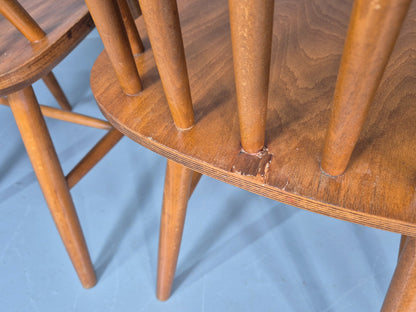 4 Vintage 1970s Retro Dining Chairs Scandinavian Stick Back Design EB12257