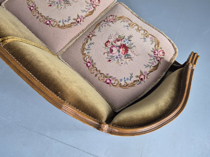 Vintage Danish 1950s 3 Seat Sofa with French Rococo Stylings Retro EB12767