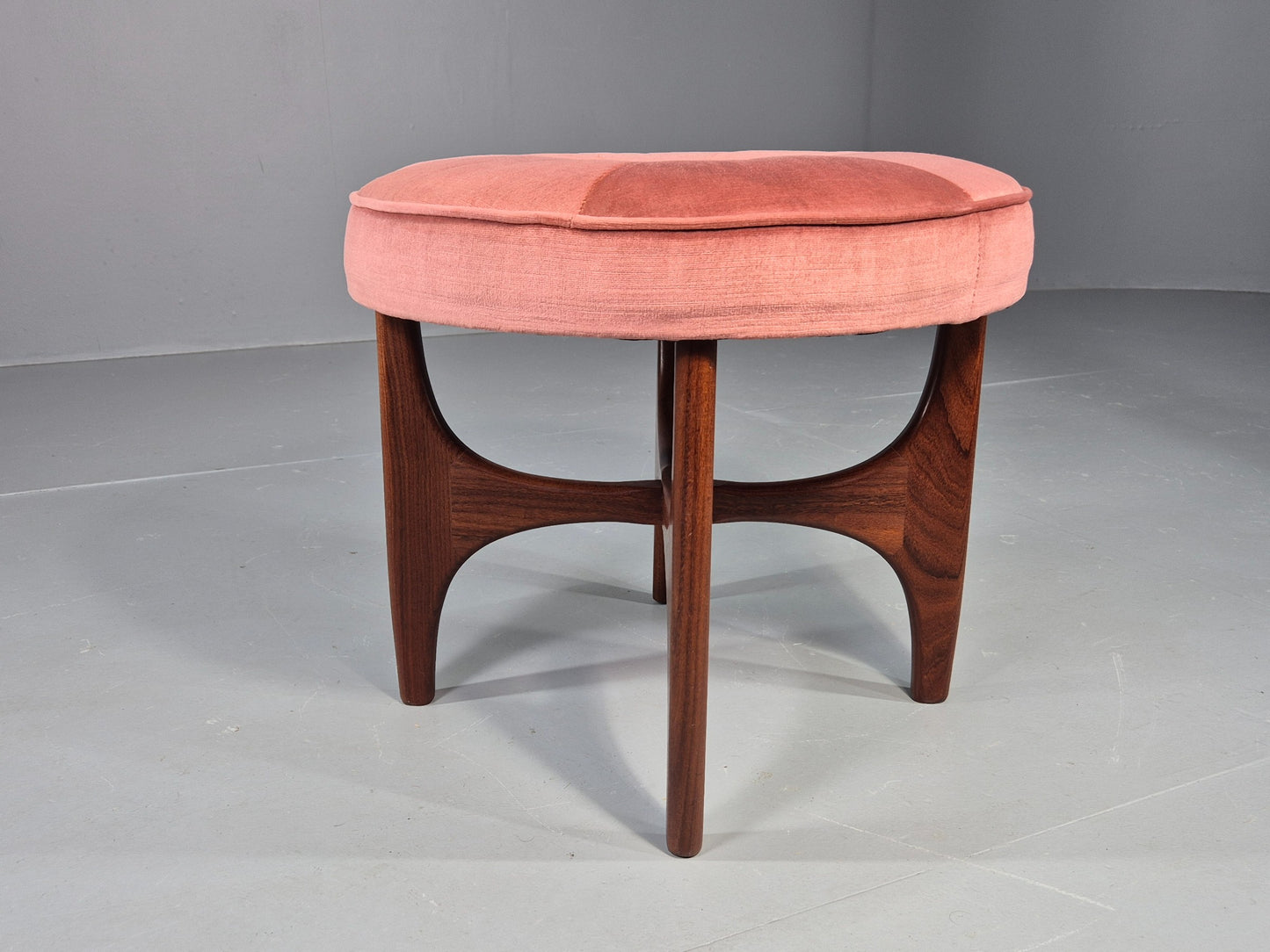 Vintage G Plan Fresco Stool Teak and Pink Velour Retro 1970s  EB12268