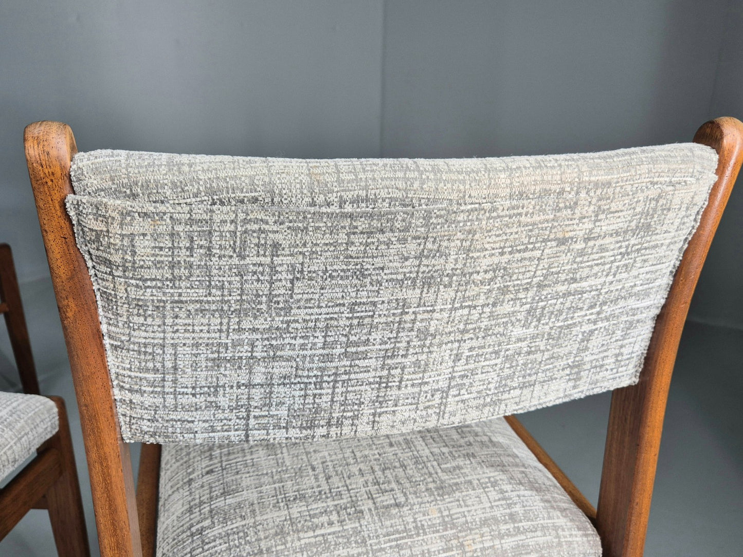 6 Vintage Mid Century Dining Chairs Teak Frame Two Tone Coverings 1970s  EB12035