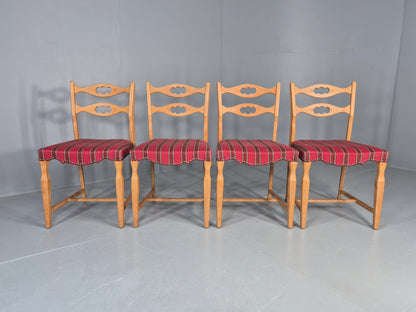 4 Vintage Henning Kjaenulf Oak dining chairs 1970s Danish Retro EB12110