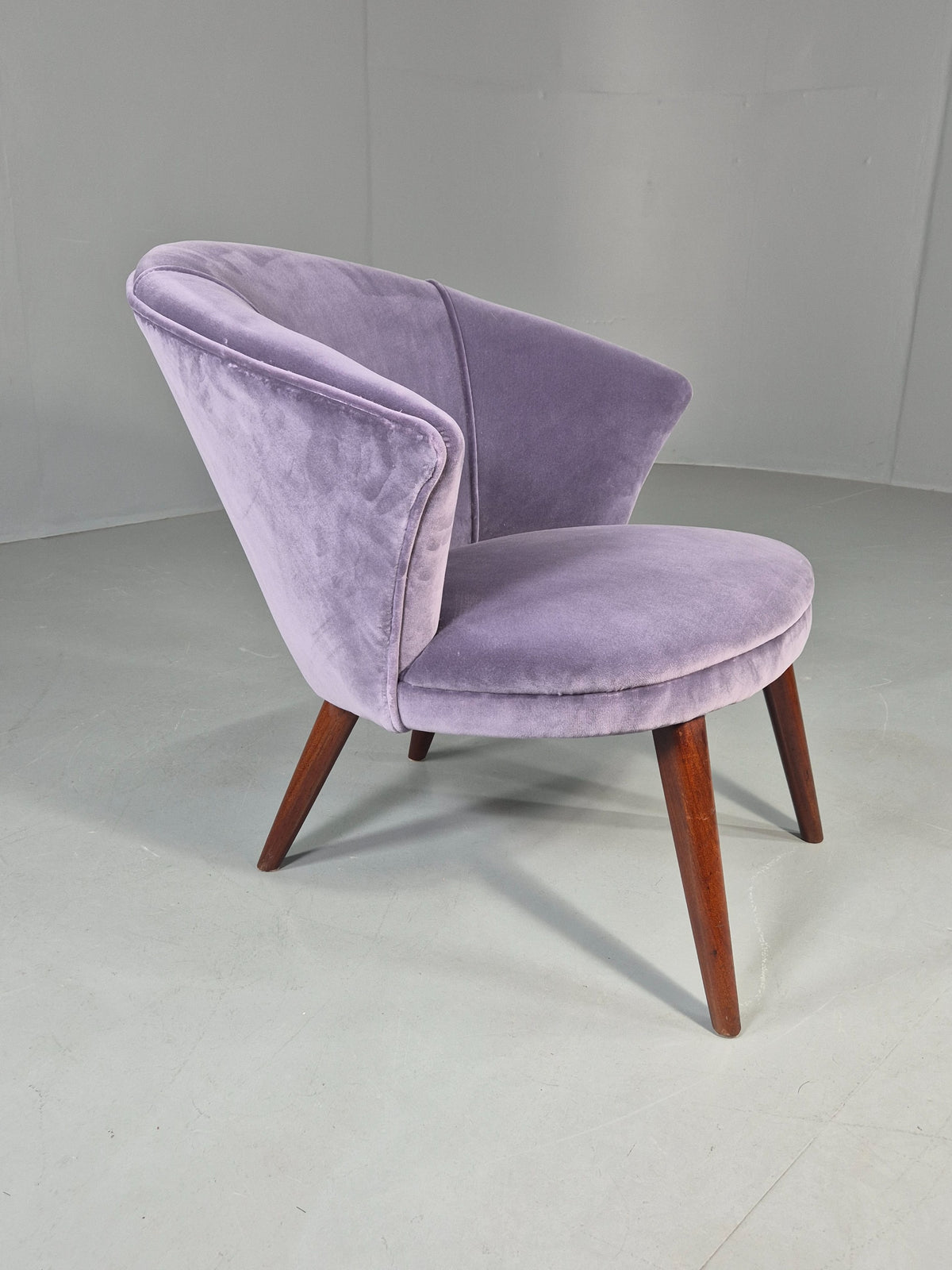 Vintage Danish Mid Century Tub Chair New Upholstery Teak Legs 1960s  EB12039