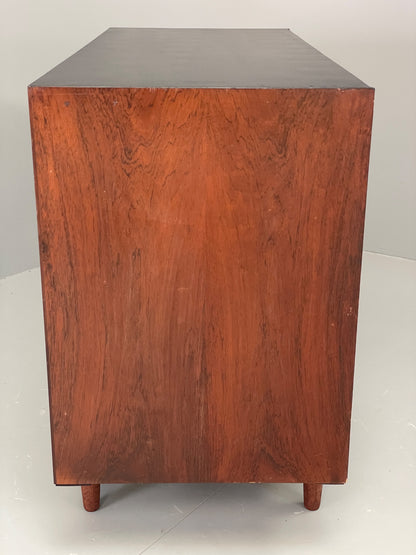 Vintage 1960s Sideboard Cabinet Danish Mid Century Darkwood Shelving EB12922