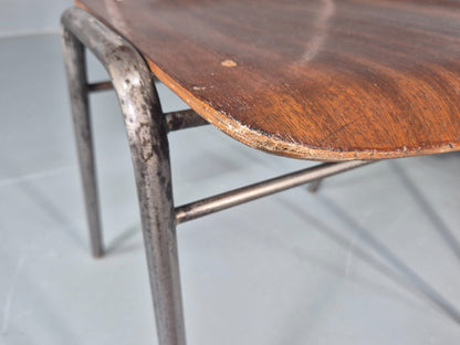 2 Vintage Danish Stacking Industrial Chairs Teak Ply and Steel 1960s  EB12401