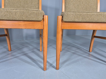 4 Vintage 1970s Elm Frame Dining Chairs Mid Century Retro Wool Seats EB12179
