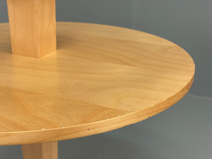 Danish Circular Side Tables Glass & Beech Pedestal Contemporary EB12400