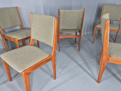 6 Vintage Johannes Dining Chairs Teak Frame 1970s Danish Retro New Seats EB12166