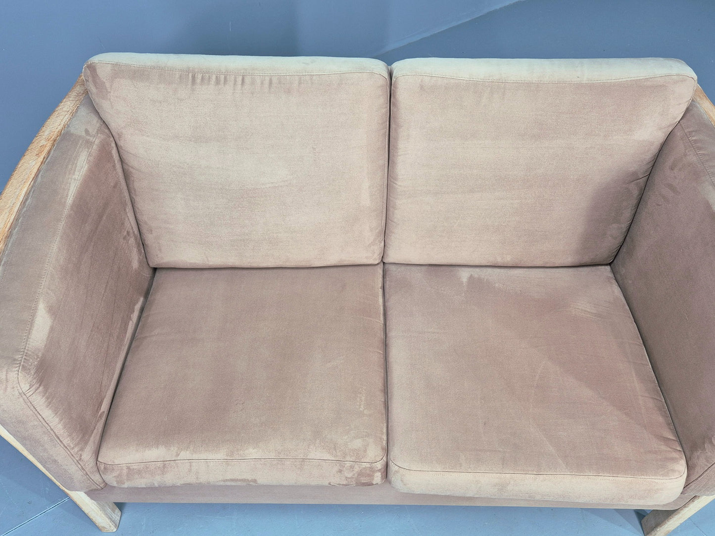 Vintage 2 seater Sofa 1980s Danish Beech Ends Retro Mid Century Modern Eb12561