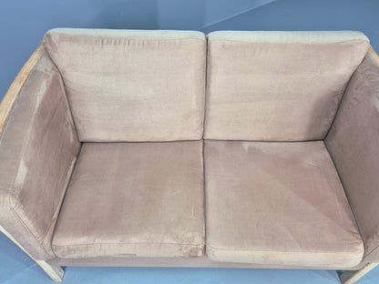 Vintage 2 seater Sofa 1980s Danish Beech Ends Retro Mid Century Modern Eb12561