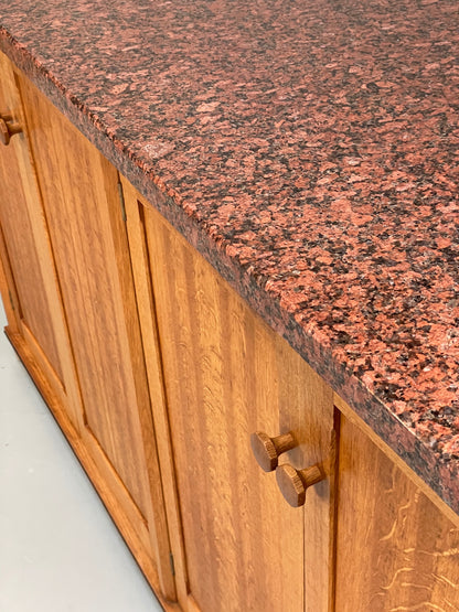 Modern Oak Granite Sideboard Solid Bespoke With Shelving Inlay EB13118