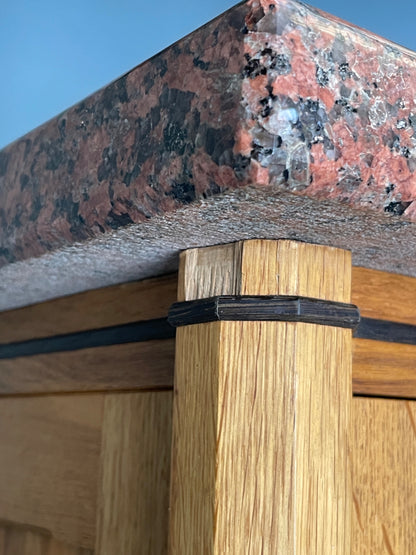 Modern Oak Granite Sideboard Solid Bespoke With Shelving Inlay EB13118