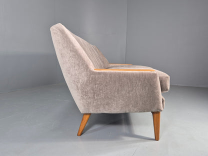 Vintage 3 Seater Danish Mid Century Sofa Oak Frame Paws New Upholstery EB11125