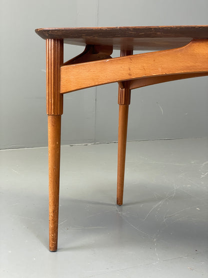 Vintage 1940s Coffee Table Swedish Flamed Mahogany Carved Legs EB11965