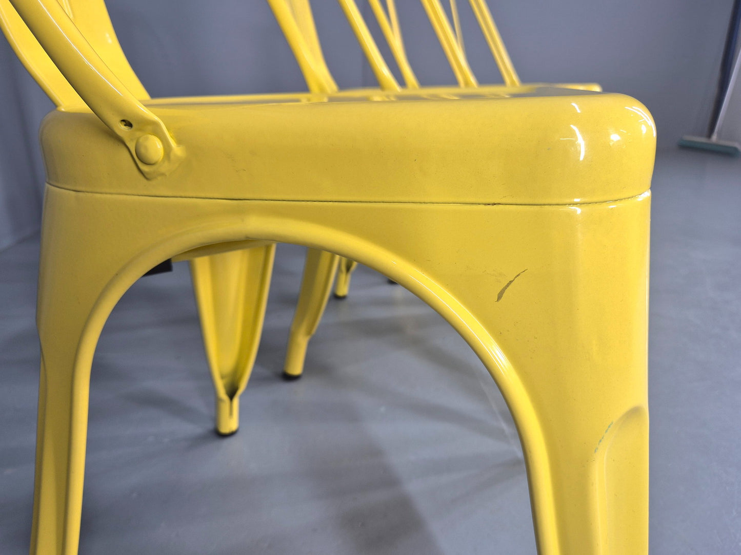 4 Yellow Tolix Stlye Stacking Chair VG Condition Vintage Industrial Eb12593
