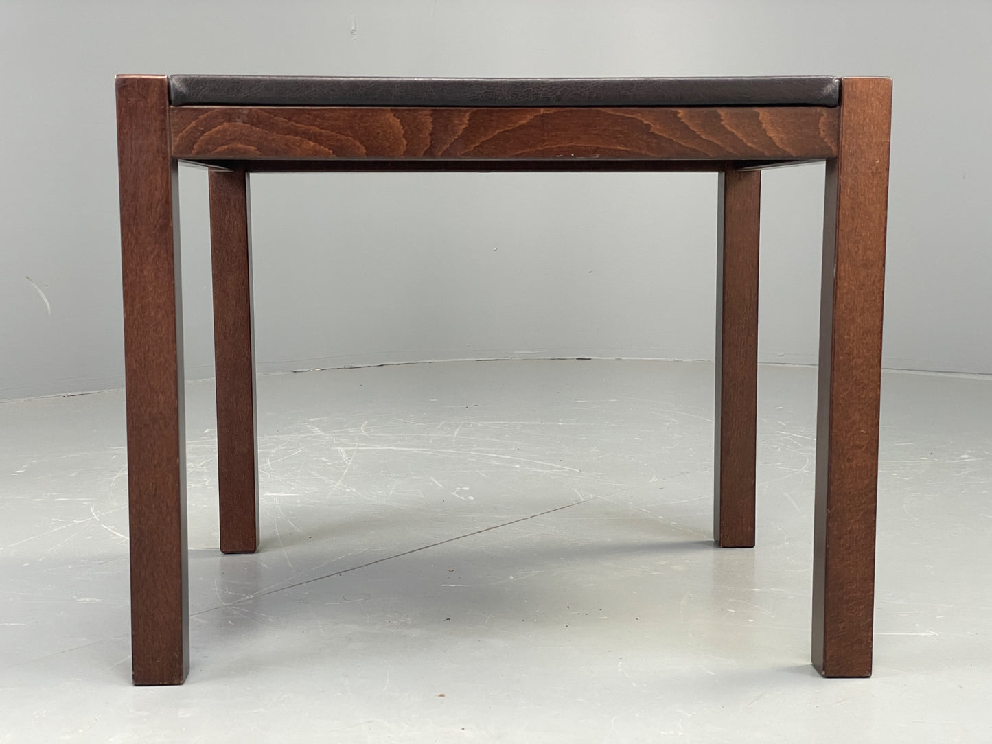 Vintage Danish Coffee Table Leather Topped Rectangular Dark Beech Wood EB12278
