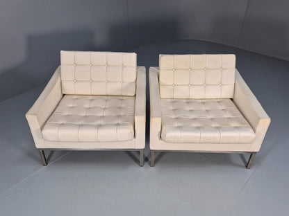 2 Vintage 1960s Robin Day Club Chairs White Vinyl Mid Century Originals EB9973