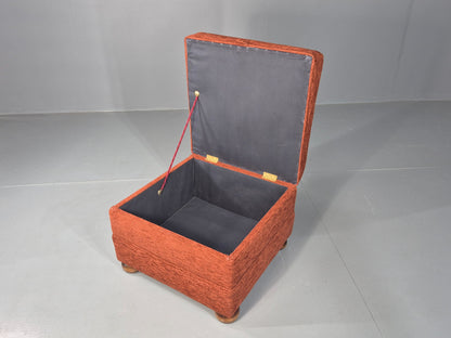 Vintage Chenille Footstool With Built In Storage  EB11660