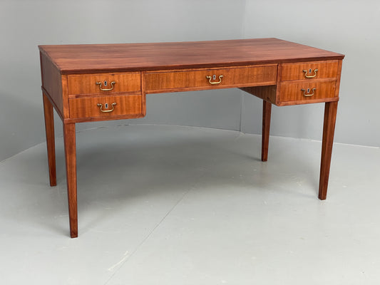 Vintage 1950s Mahogany Desk Mid Century Danish Drawers Brass EB10820