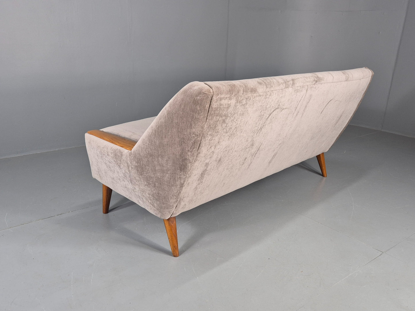 Vintage 3 Seater Danish Mid Century Sofa Oak Frame Paws New Upholstery EB11125