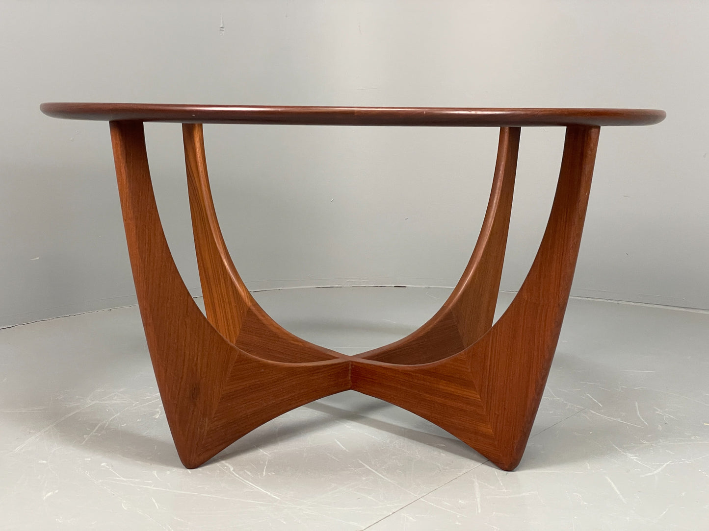 G Plan Astro Coffee Table Round Teak 1960s Mid Century Vintage Glass Top EB12072