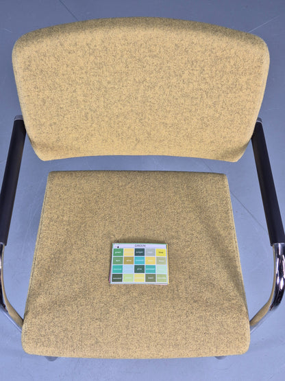 Modern Design Arm Chair Verco Brand Green Wool Chrome Frame EB12454