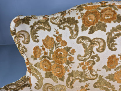Dinky Danish 2 seat Sofa 1970s Glam Gold Floral Moquette Kitsch Retro EB12738