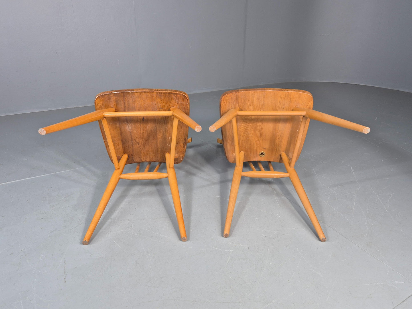 2 Vintage Ercol 391 Dining Chairs beech and Elm 1960s Retro EB12234