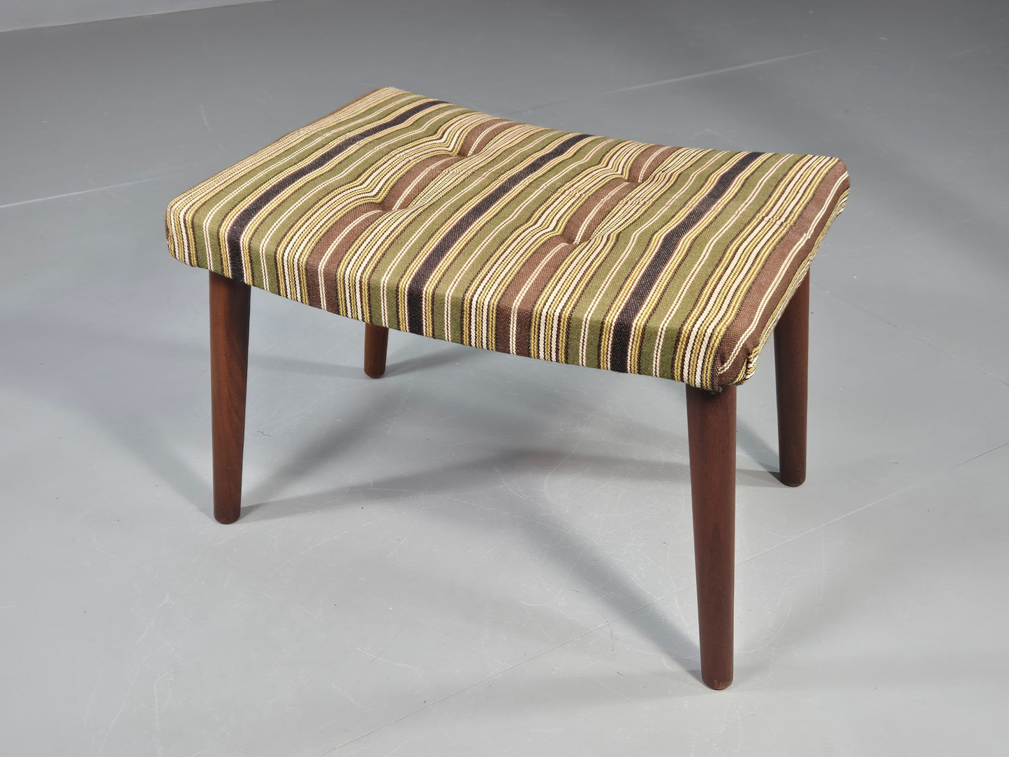 Vintage Mid Century Footstool Danish Design Wool Stripe Retro 1960s EB12099