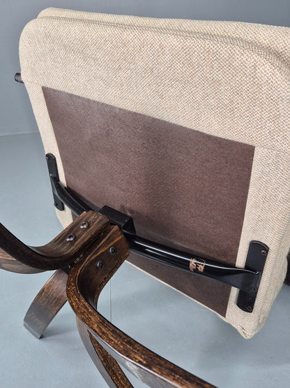 Vintage Danish Mid Century Swivel Chair Cream Bentwood Frame1970s Retro EB12123