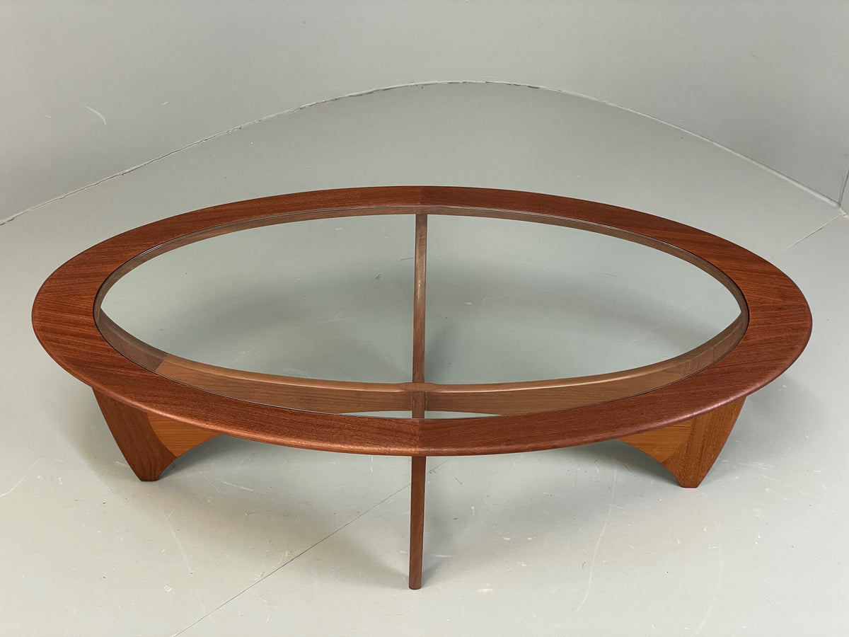 G Plan Astro Coffee Table Oval Teak 1960s Mid Century Vintage Glass Top EB12950