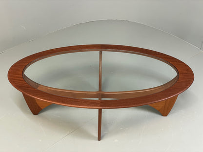 G Plan Astro Coffee Table Oval Teak 1960s Mid Century Vintage Glass Top EB12950