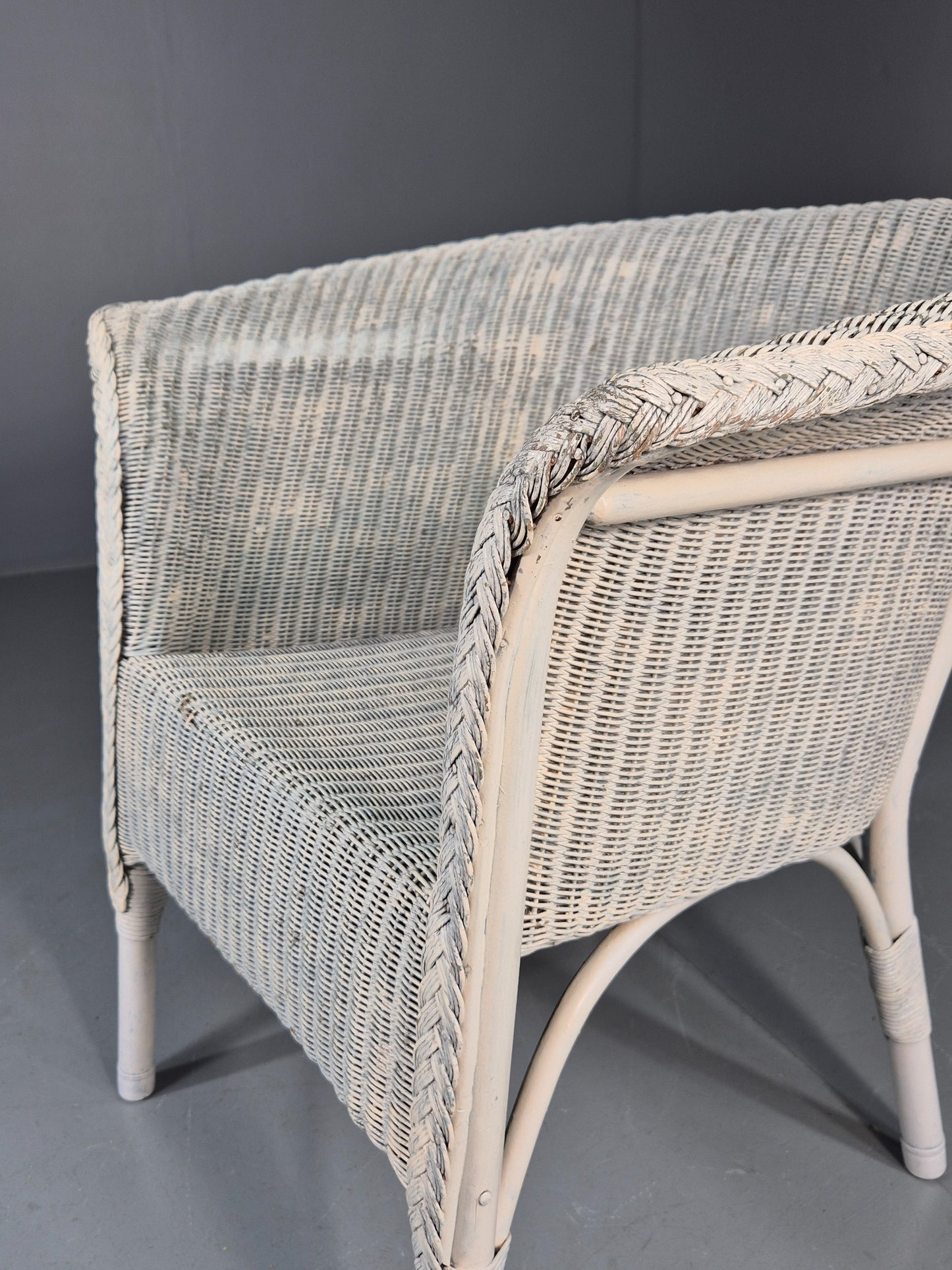 Vintage Lloyd Loom chair 1930s Original White Painted B12163