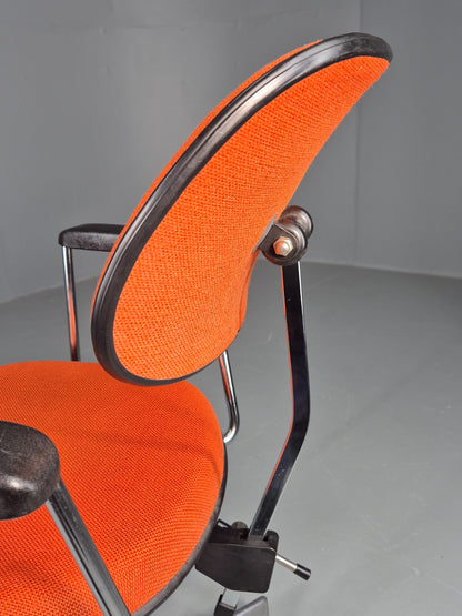 Vintage 1970s Office Chair Danish Labofa Orange wool Retro EB12128